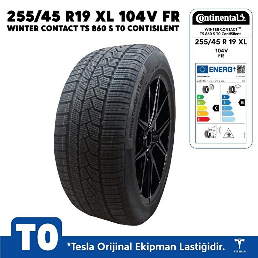 CONTINENTAL 255/45R19 104V XL FR WINTERCONTACT TS860 T0 CONTISILENT OTO KIŞ LASTIĞI (ÜRETIM: 44. HAFTA 2023) Lastikler Fiyatı