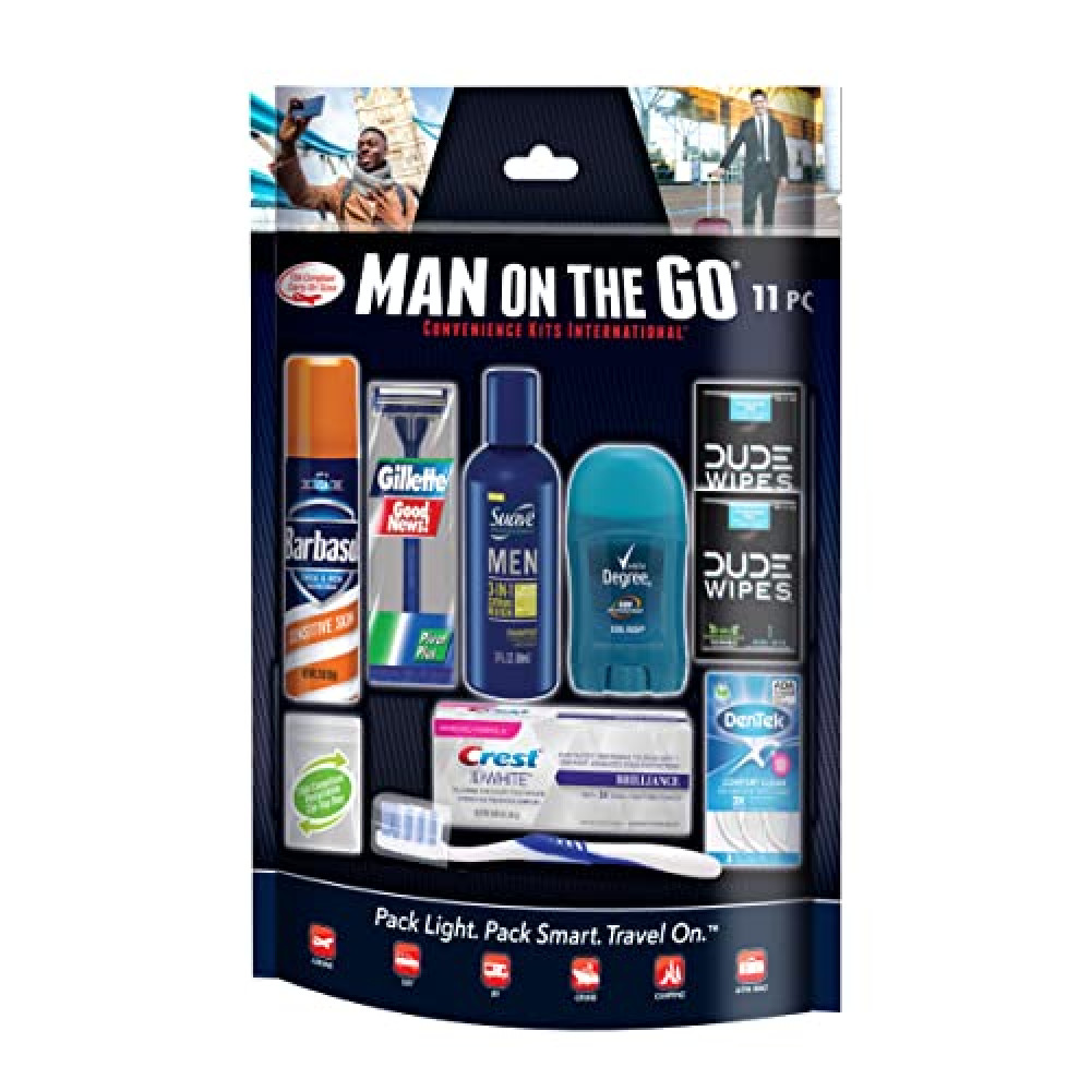 Convenience Kits International Men’s 11 Piece Kit with Oral Care and Grooming Essentials, Featuring: Travel Size Products, Blue Makeup Bag Fiyatı
