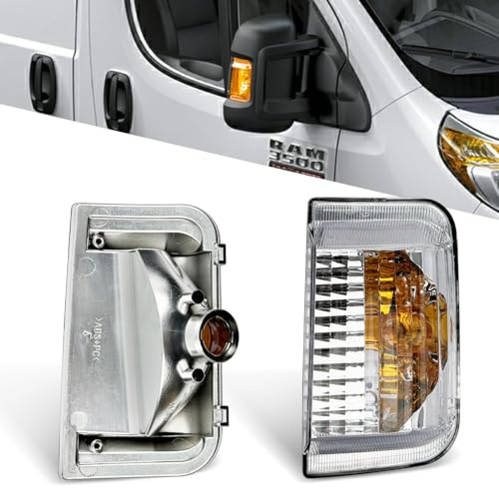 Convitex Right Passenger Side Mirror Indicator Turn Signal Light Housing Compatible with Ram ProMaster 1500 2500 3500 2010-2023，without Bulb