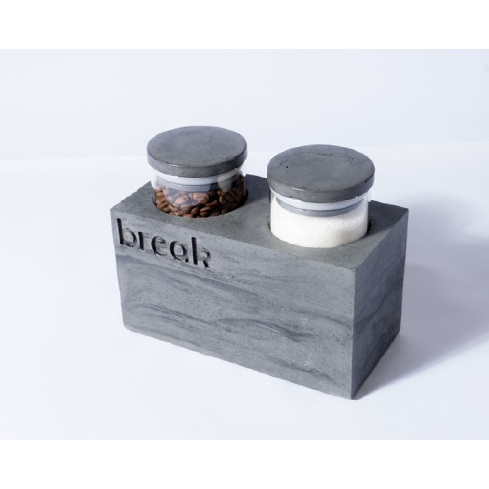 Conwoo Atelier Break 3 -Beton Çay & Kahve & Şeker Standı - Koyu Gri Saklama Kapları Fiyatı