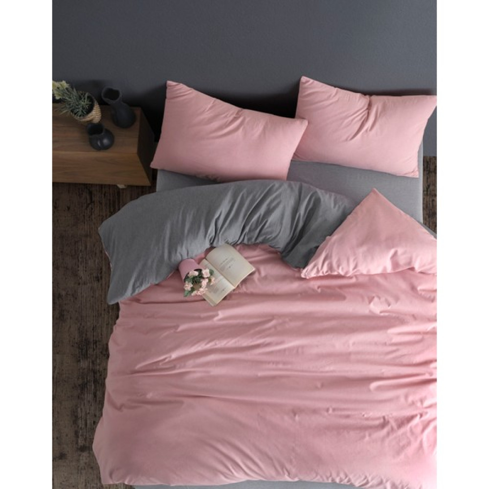 Conzaliza Lastikli Çarşaflı 4 Parça Nevresim Takımı | Pamuklu | Çift Kişilik - Mürdüm - Gri - 200 x 220 cm Nevresim Takımı Fiyatı