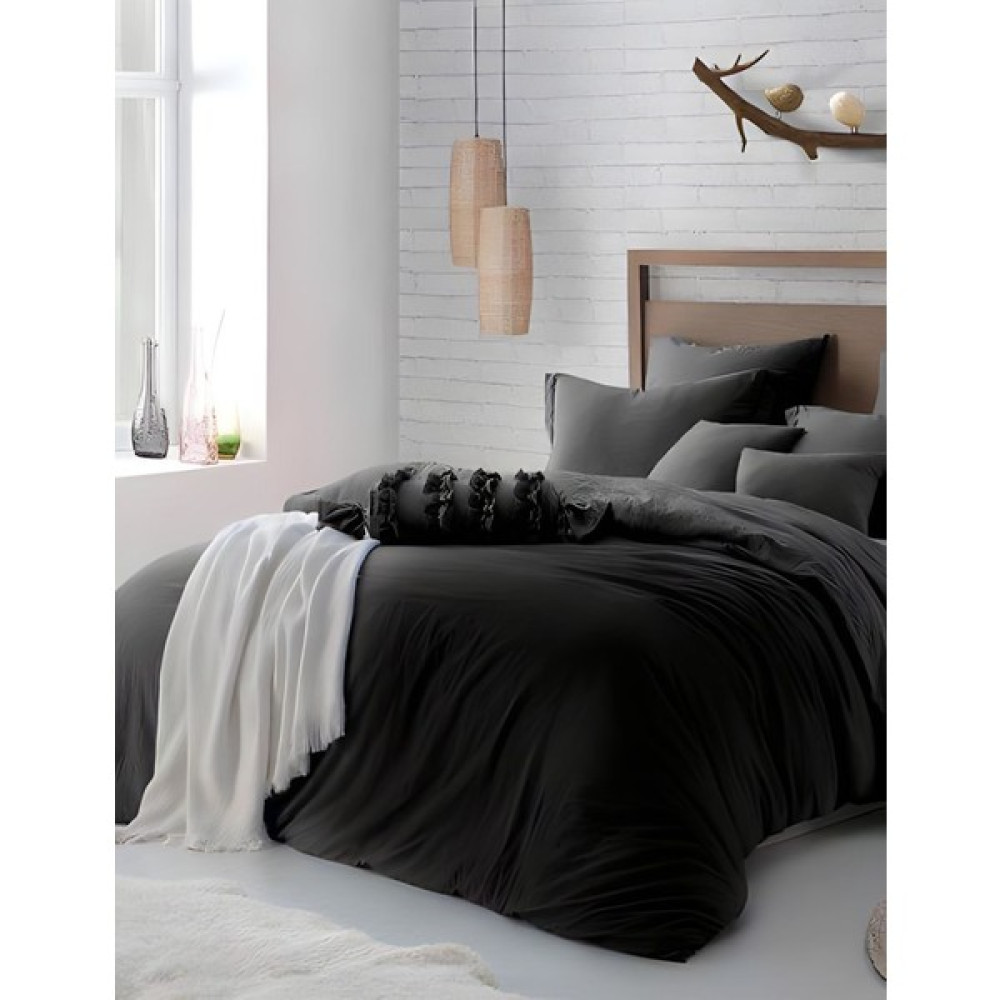 Conzaliza Quartz Serisi | Çift Kişilik Nevresim Takımı | Lastikli Çarşaflı | Pamuklu | 4 Parça - Antrasit - Siyah - 200 x 220 cm Nevresim Takımı Fiyatı