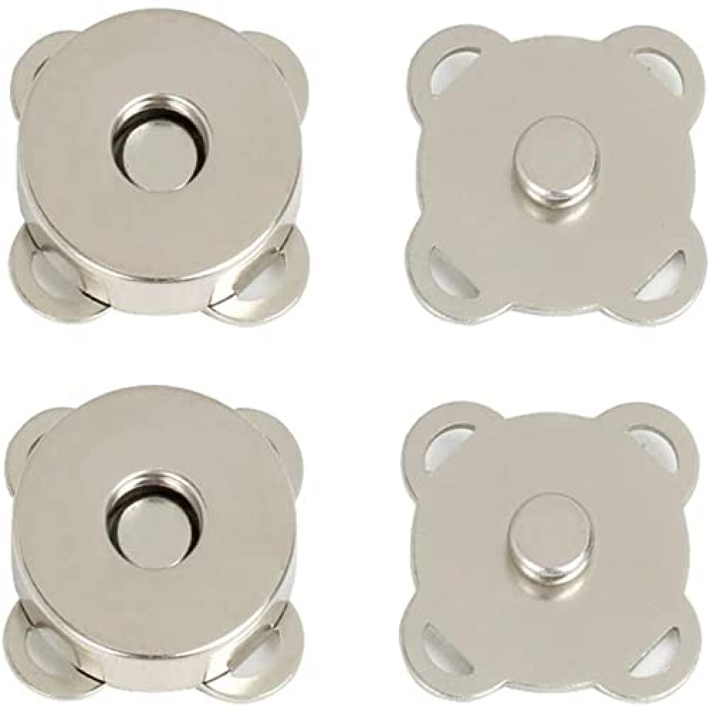 CooBigo Magnetic Snaps Buttons Plum Magnetic Snap Closures for Purses Bags Clothes Handbags Scrapbooking,Magnetic Purse Closure Fasteners,Sewing on Magnetic Snaps for DIY Craft (18mm) (Silver)