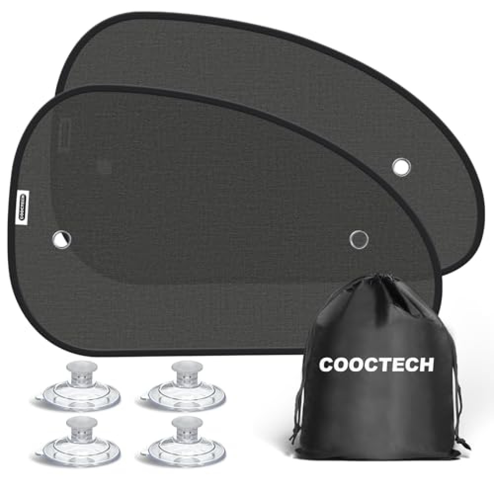 COOCTECH 2025 New Upgrade Car Window Shades for Side Window 25"X15"(2 Pack),Car Window Shade for Baby Suction Cup,Sun Shade Side Window Can Blocks 99.98% UVR