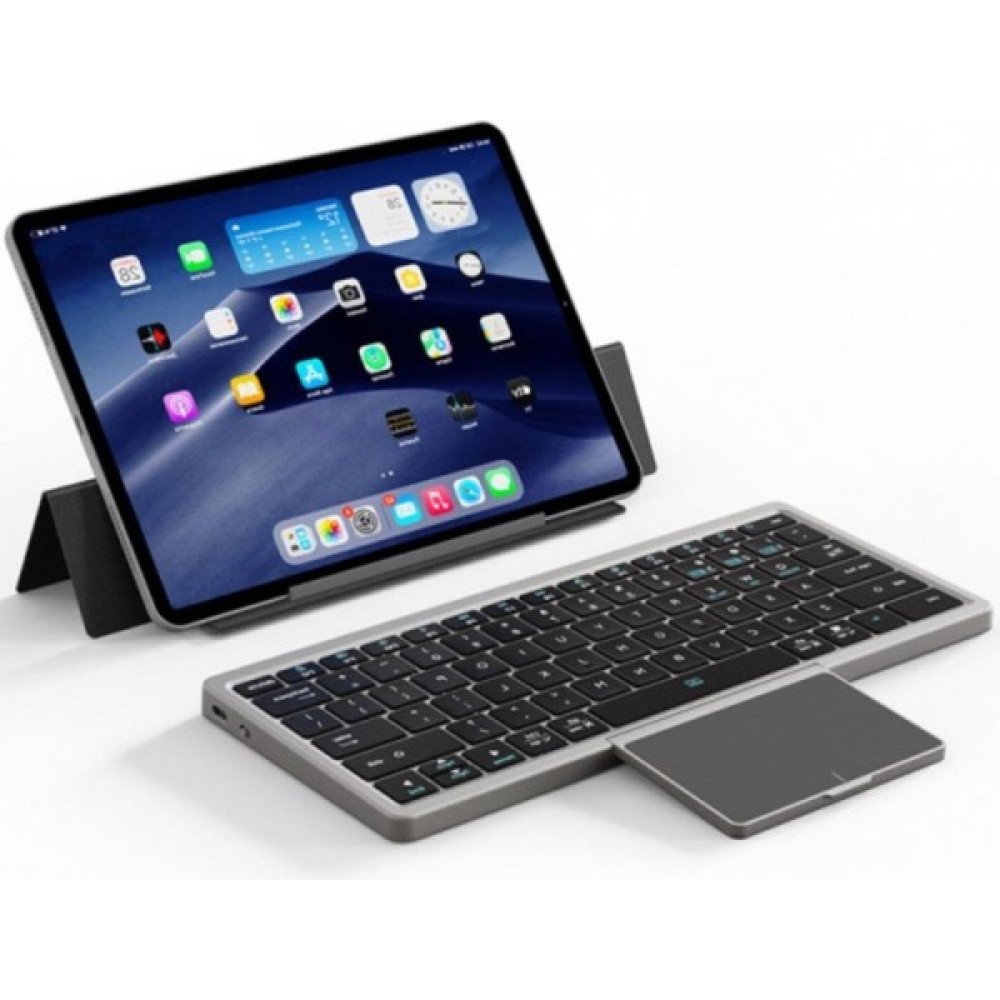 Coofbe 2in1 Telefon Tablet Laptop Bluetooth Kablosuz Klavye Touchpad ve Stand Şarjlı Bluetooth Klavye - Siyah Oyuncu Klavyesi Fiyatı