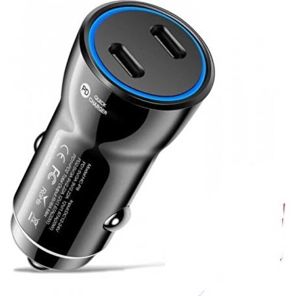 Coofbe 60W Turbo Araç Şarjı 2 Type-C Girişli Şarj Akım Korumalı Araç Çakmaklık Şarjı 12V-24V Araç Şarj - Siyah Cep Telefonu Araç Kiti Fiyatı