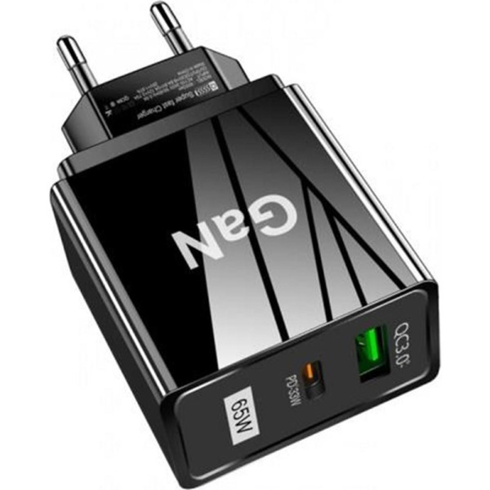 Coofbe 65W Gan Qc3.0 Pd Hızlı Başlığı 65W Gan Type-C + USB Şarj Adaptörü - Siyah Cep Telefonu Şarj Cihazı Fiyatı