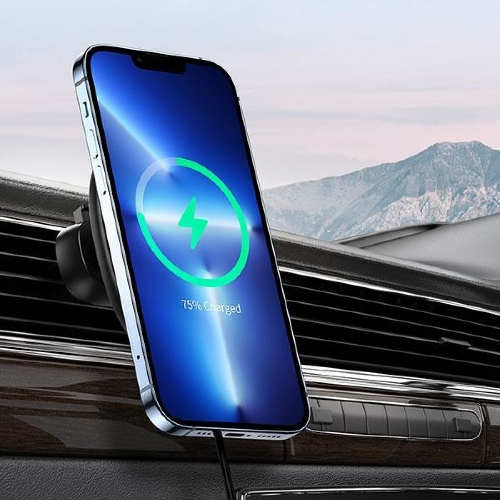 Coofbe Kablosuz Şarj 15W Araç Şarjı Magsafe Araç Telefon Tutucu Iphone 14 13 12 11 Pro Max Araç Şarjı - Siyah Cep Telefonu Araç Kiti Fiyatı