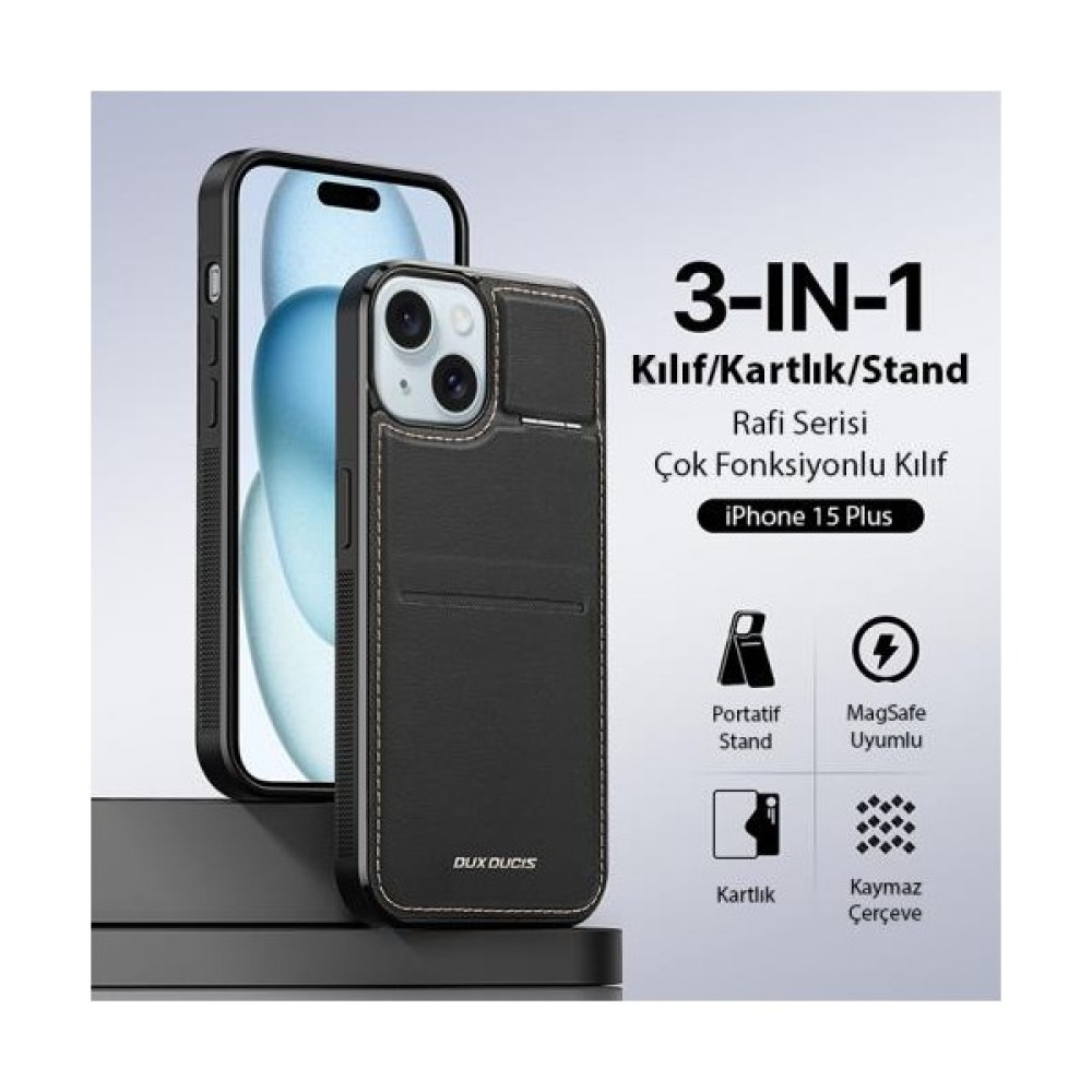 Coofbe Premium Deri 3in1 Magsafe Apple iPhone 15 Plus Kılıf Kartlık Telefon Stand Apple iPhone 15 Plus Cüzdan Kılıf Cep Telefonu Kılıfı Fiyatı