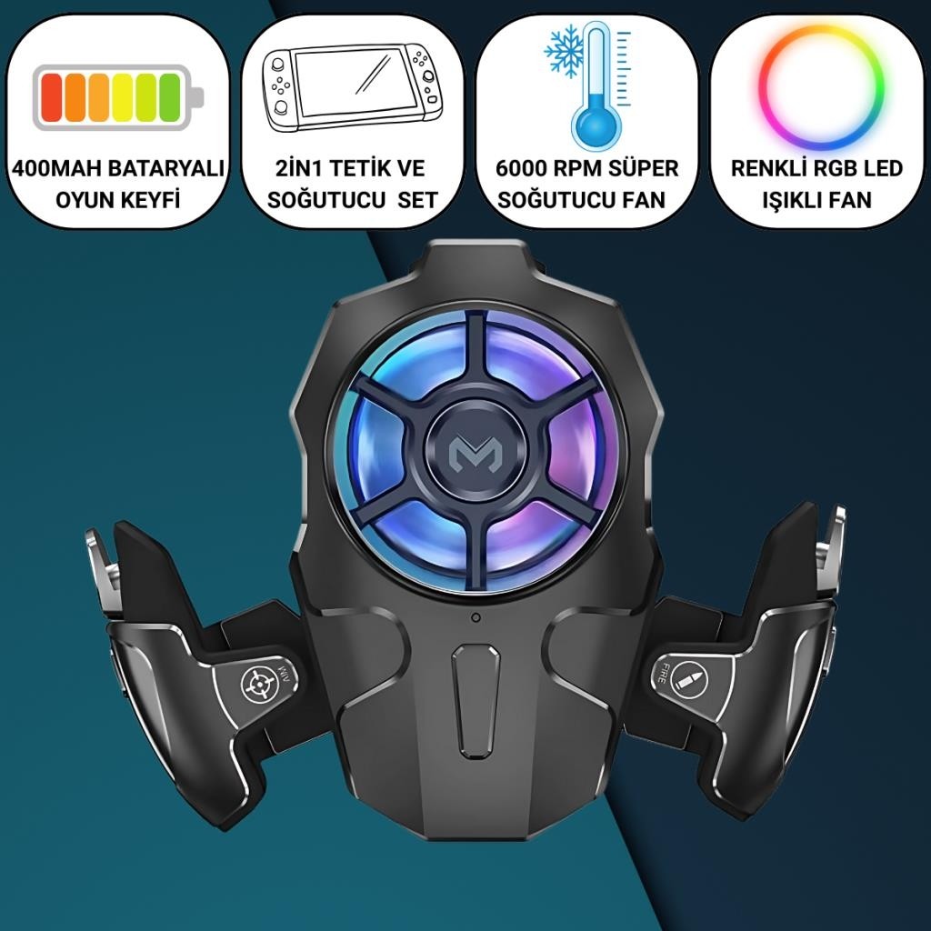 Coofbe Profesyonel Turbo Fan 4000MAH 6000RPM 2in1 Ayarlanabilir Tetik Telefon Soğutucu Radyatör 3 Kademeli - Siyah SSD / Solid State Drive Fiyatı