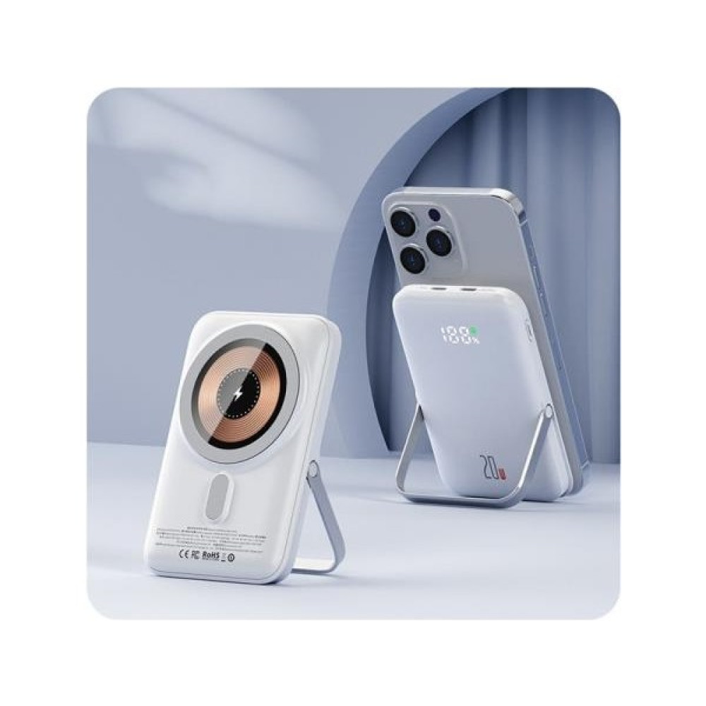 Coofbe Standlı Manyetik Magsafe Uyumlu 20W 10000MAH Powerbank Iphone 14 13 12 11 Pro Max Powerbank - Beyaz Taşınabilir Şarj Cihazı - Powerbank Fiyatı