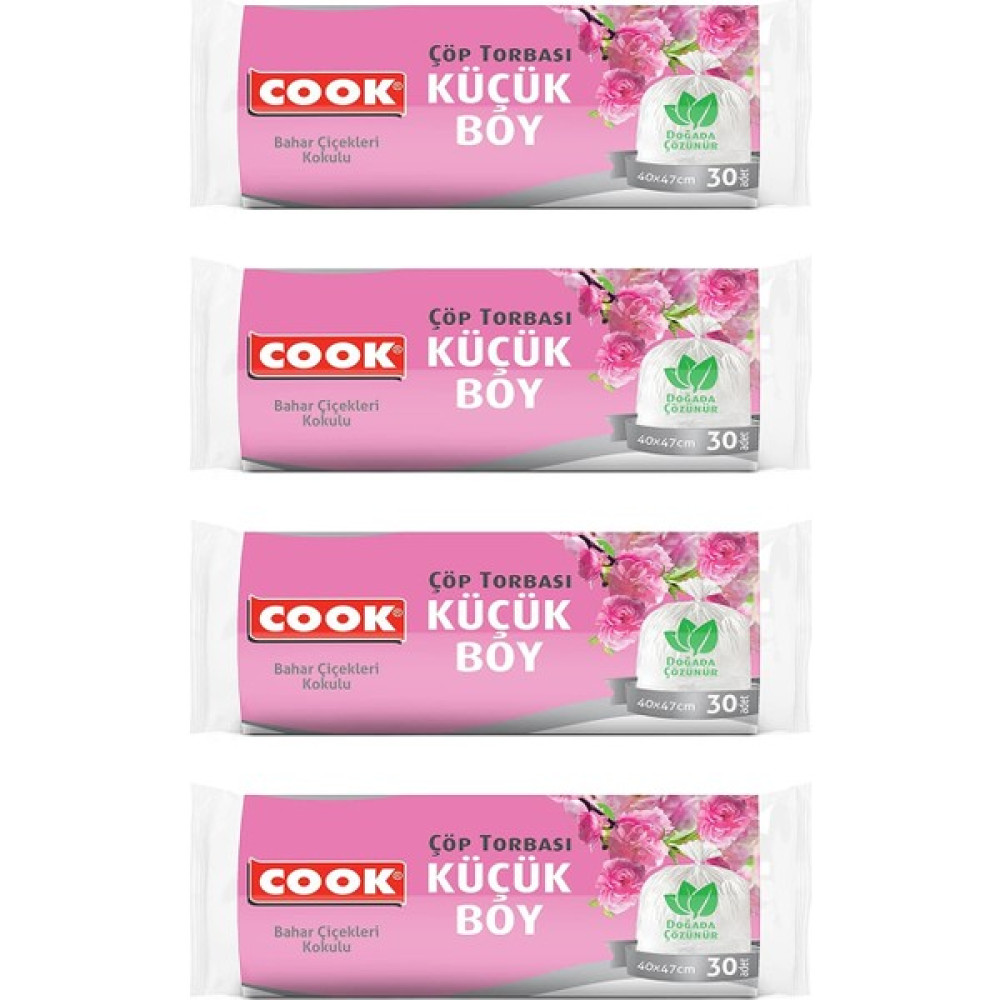Cook Bahar Çiçekleri Kokulu Çöp Torbası Küçük Boy 30'lu x 4 'lü - 40 x 45 cm Çöp Poşetleri Fiyatı