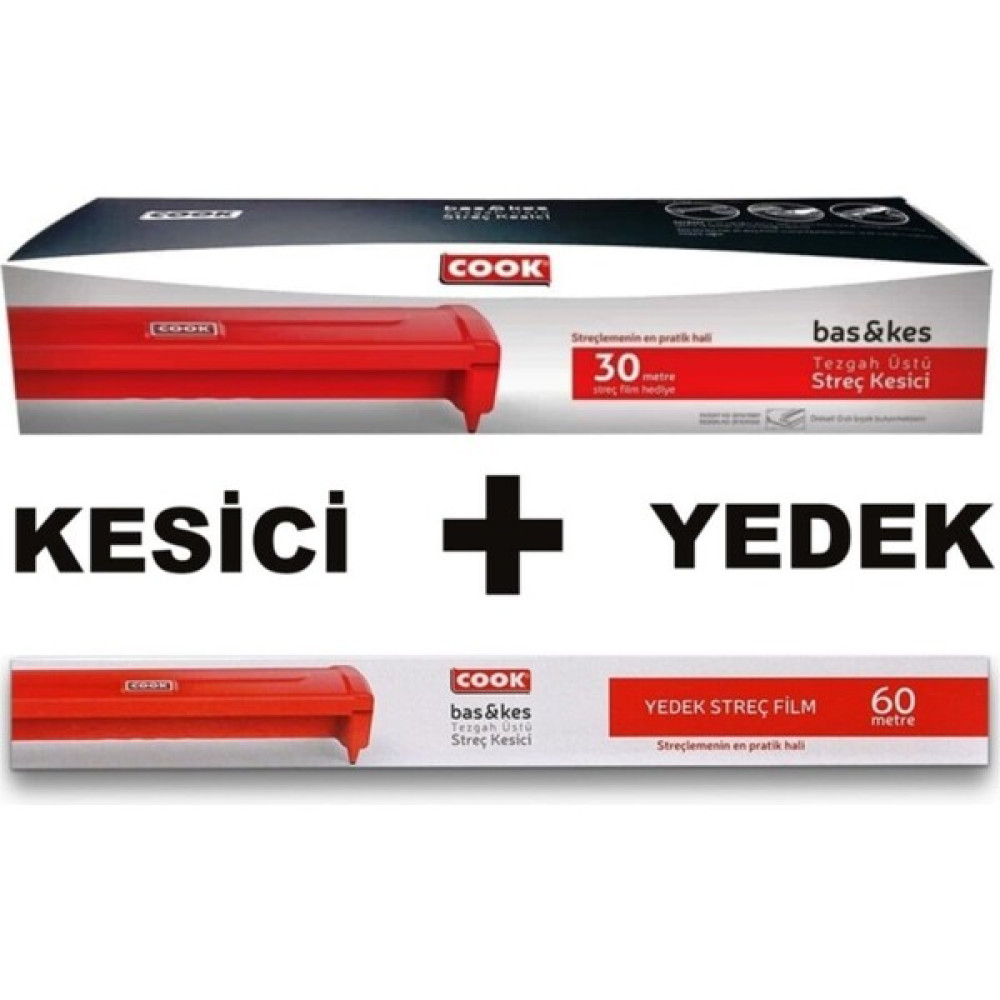 Cook Bas & Kes Streç Kesici + 60 mt - Sarı Streç Film Fiyatı