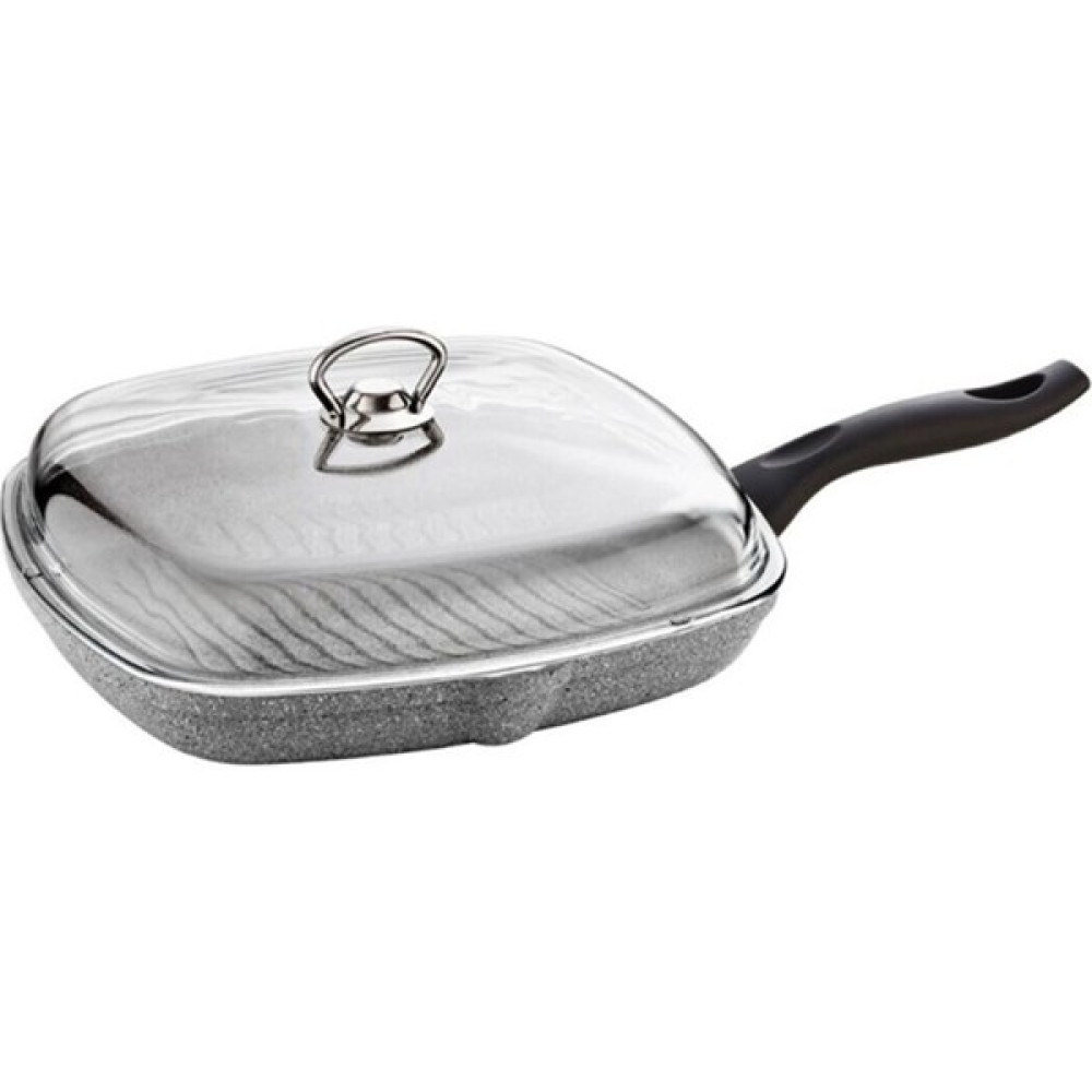 Cook Case Granit 28X28 Kare Kapaklı Izgara Tavası - Gri - 28 cm Tencereler Fiyatı