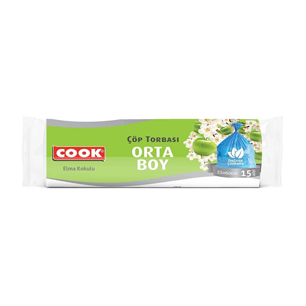 Cook Elma Kokulu Çöp Torbası Orta Boy 15'li Çöp Poşetleri Fiyatı