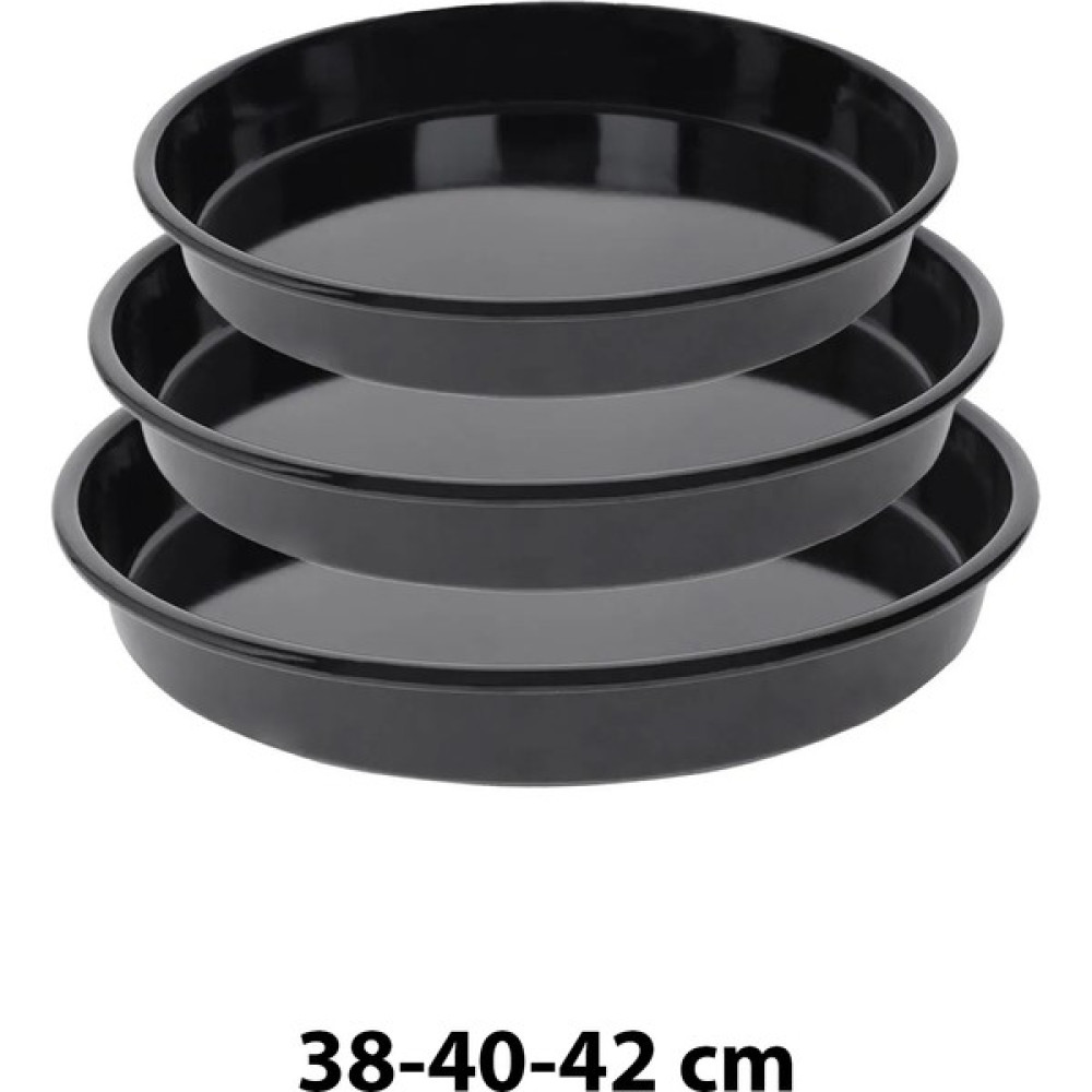 Cook-Lab Siyah Parlak Emaye Yuvarlak 3'lü Fırın Tepsi Seti 38-40-42 cm Tepsiler / Fırın Kapları Fiyatı