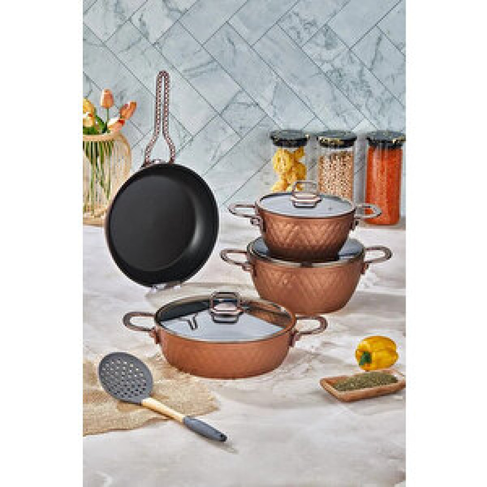 Cooker Ckr2853 7 Parça Titanium Tencere Seti Bakır Tencere / Tava Setleri Fiyatı