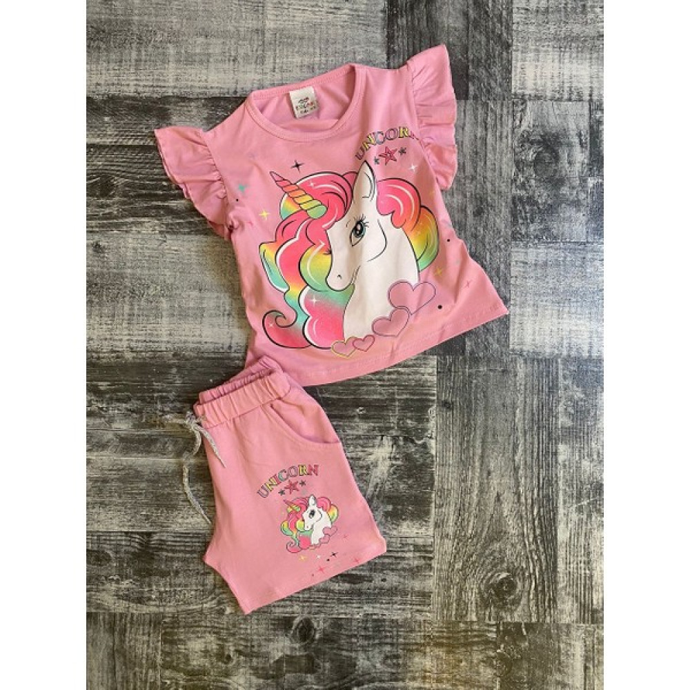 Cookie Kids Kız Çocuk Omzu Fırfırlı Unicorn Baskılı Pembe Eşofman Takımı Kız Çocuk Giyim Takımı Fiyatı