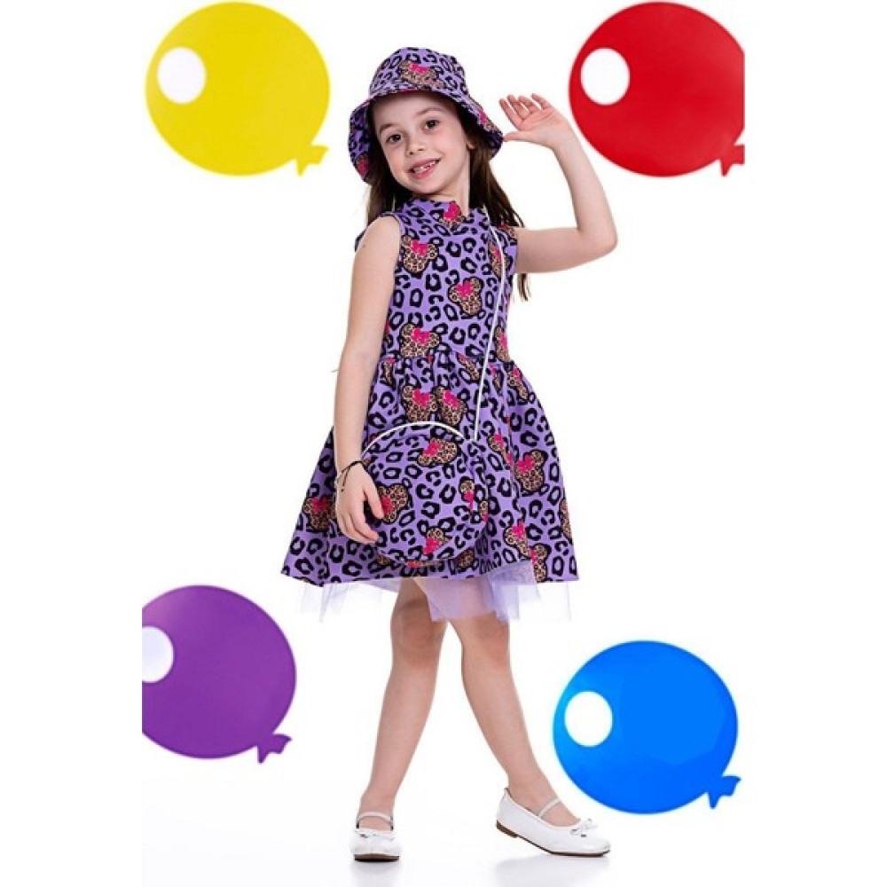 Cookie Kids Kız Çocuk Tütü Çiçekli Elbise Etek Çiçekli 3 Parça Şapka ve Çanta Dahil Lila Kız Çocuk Elbise Fiyatı