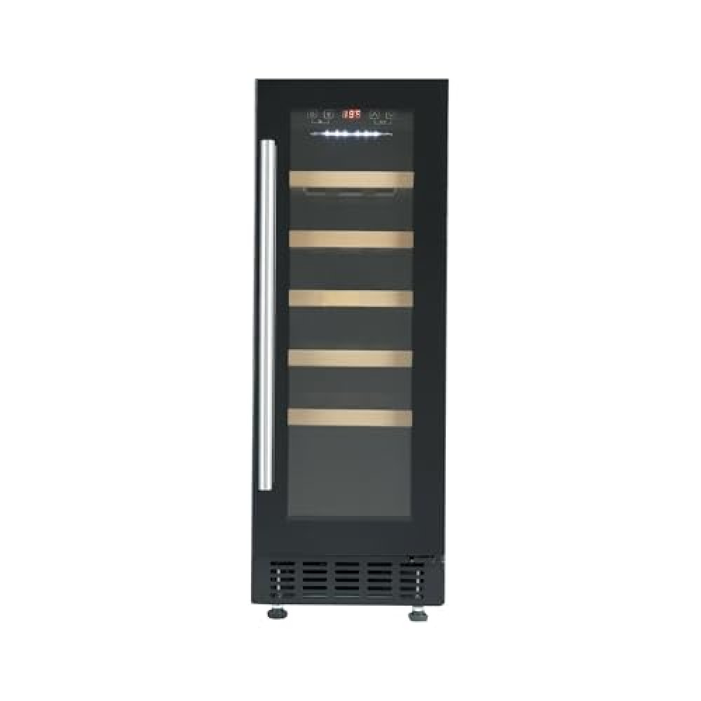 Cookology CWC301BK Freestanding Under Counter Fridge Cabinet 30cm Wine Cooler in Black - 20 Bottle & 60 Litre Capacity - 5 Sliding Shelves - Digital Temperature Control - Reversible Door