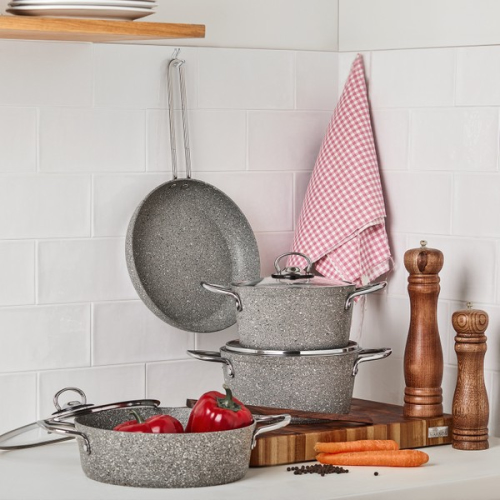 Cookplus Biogranit Alfa 7 Parça Tencere Seti - Gri - 18 cm Tencere / Tava Setleri Fiyatı