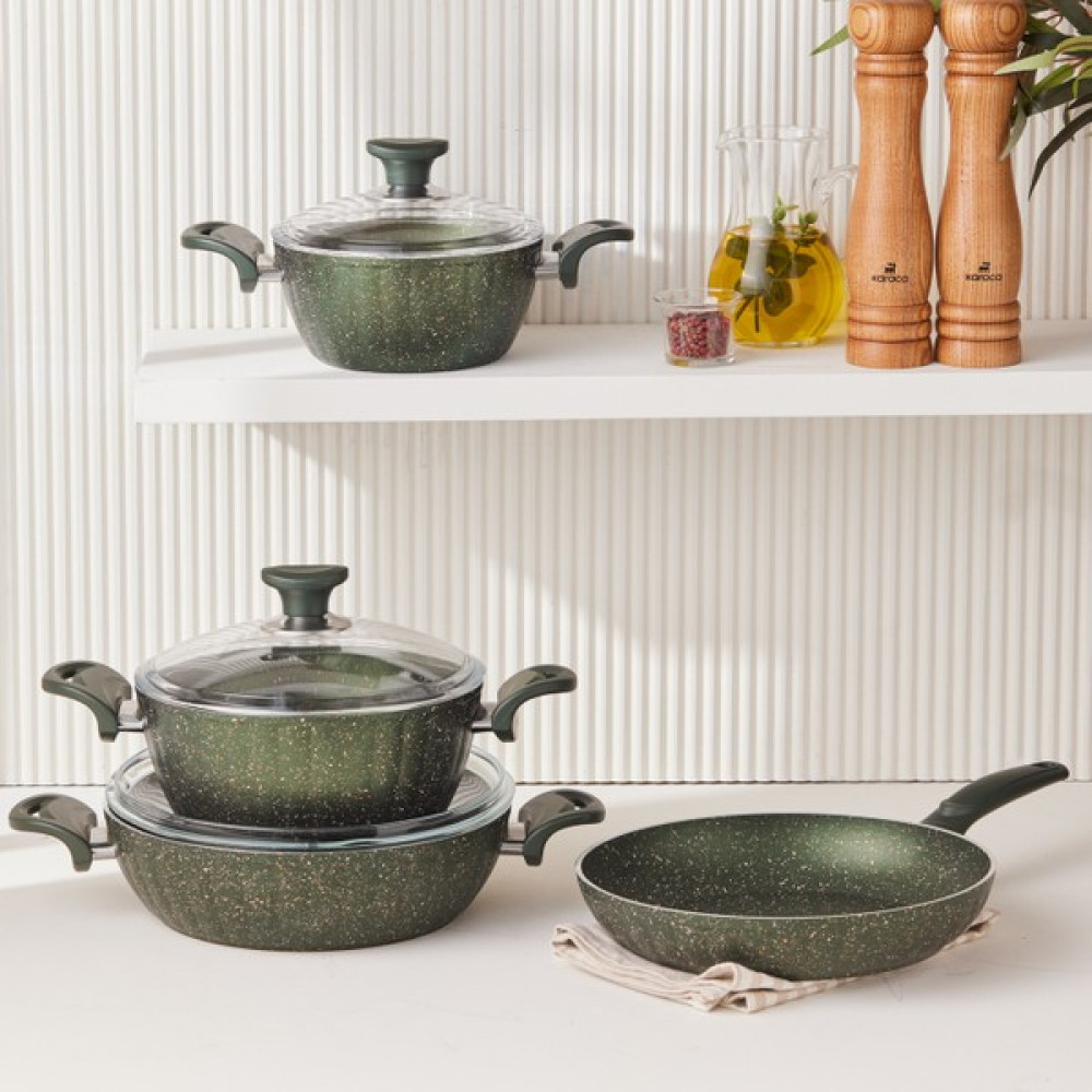 Cookplus Biogranit Dream 7 Parça Tencere Seti Green - Yeşil Tencere / Tava Setleri Fiyatı