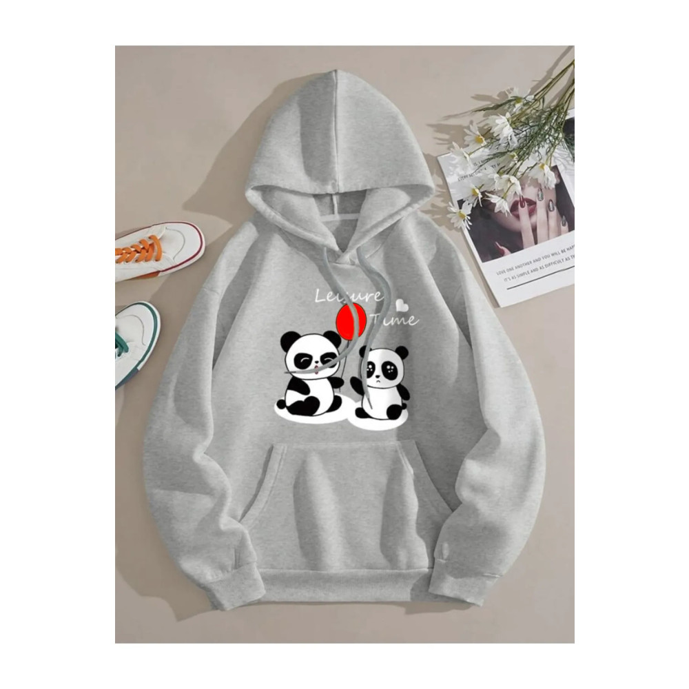 Cool Art Unisex Panda Baskılı Kapüşonlu Oversıze Sweatshirt Hoodie S Beden Bayan Sweatshirt Fiyatı