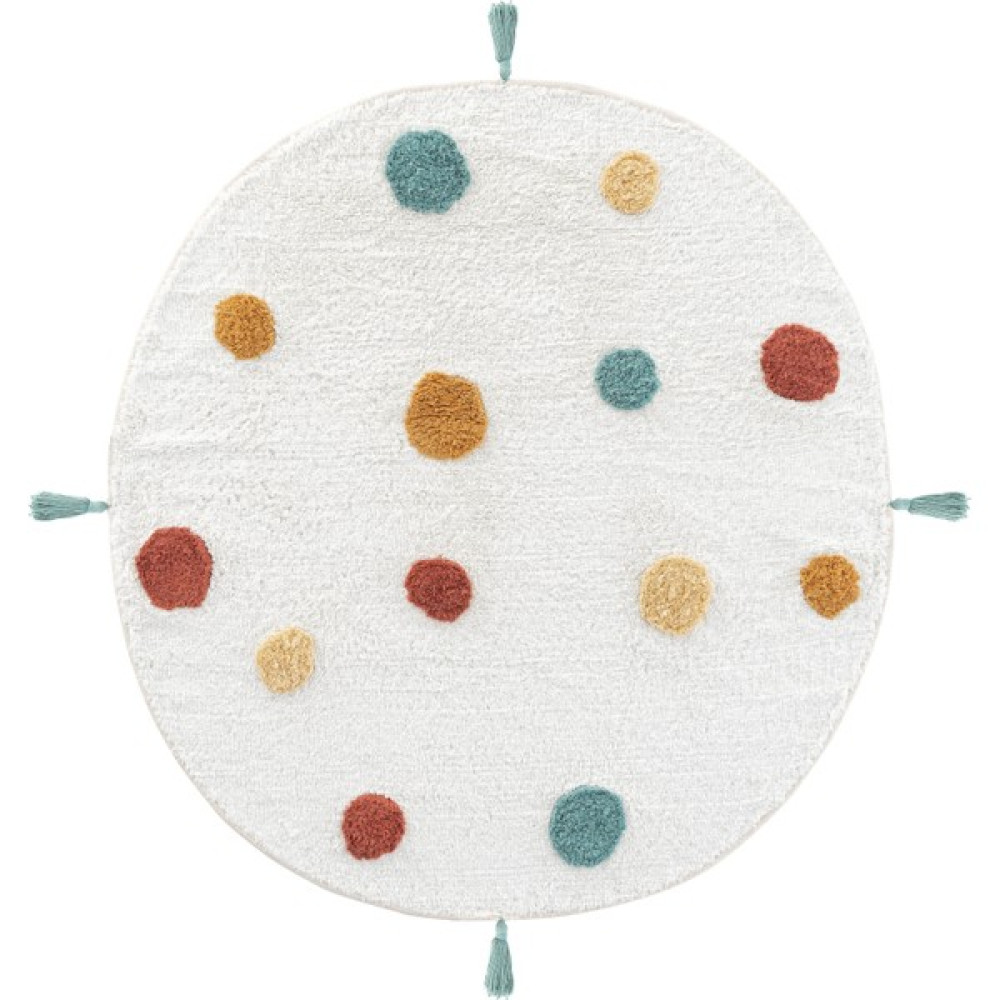 Cool Halı Cool Cotton Ccn 06 Multi Yıkanabilir Kaymaz Tabanlı Naturel Pamuk Dokuma Yuvarlak Bebek Halısı - Renkli - 120 x 120 cm Bebek Odası Halı Fiyatı