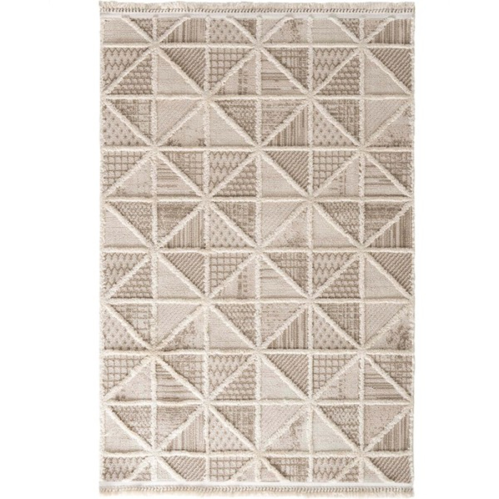Cool Halı Sakura 2201 Krem Hav Toz Vermez Etnik Desenli Modern Bukleli Salon Halısı - 80 x 150 cm Salon Halısı Fiyatı