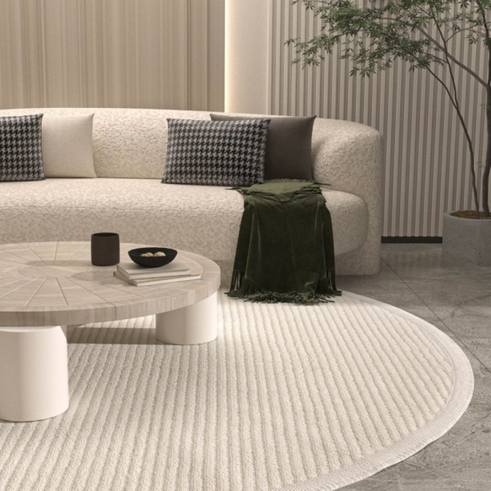 Cool Halı Vetrina 3601 Krem Yumuşak Halı Kilim Salon Mutfak Koridor Kesme Yolluk Yuvarlak Makine Halısı - 160 x 160 cm Salon Halısı Fiyatı