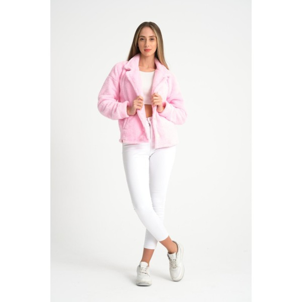 Cool Hill Pembe Düğmeli Kadın Peluş Ceket Bayan Ceket Fiyatı