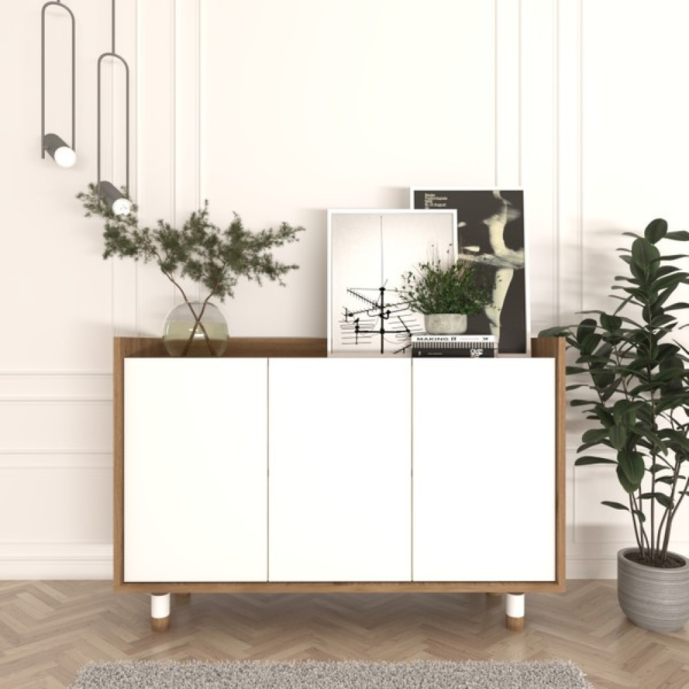 Cool Home Ala Çok Amaçlı Konsol Sepet-Beyaz - 120 - Beyaz - Sepet Ceviz Konsol Mobilya Fiyatı
