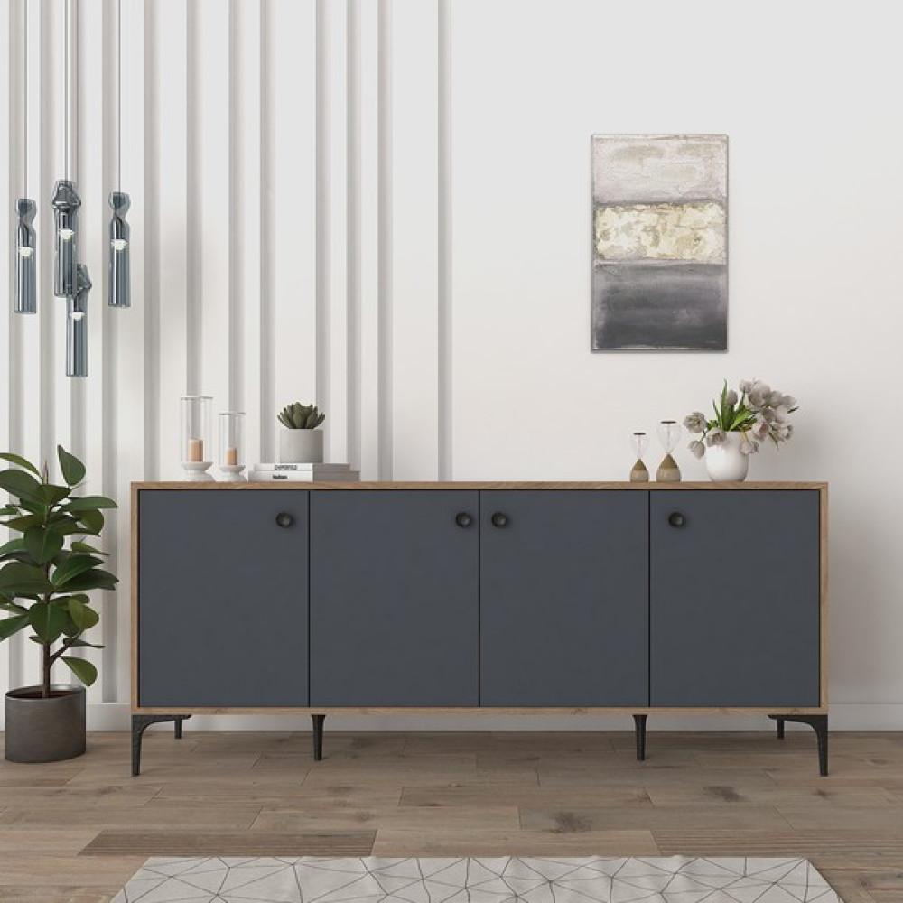 Cool Home Eylül Modern Konsol 180 cm Sepet-Antrasit - 78 X 180 X 45 - Ceviz - Antrasit Konsol Mobilya Fiyatı