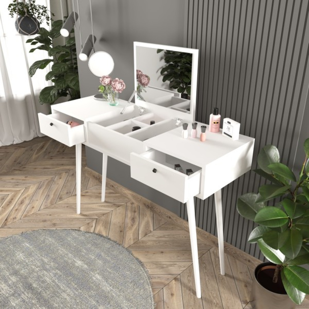 Cool Home Lal Makyaj Masası Çekmeceli Aynalı Takı Düzenleyici 120 cm Beyaz Dresuar / Makyaj Masası Fiyatı