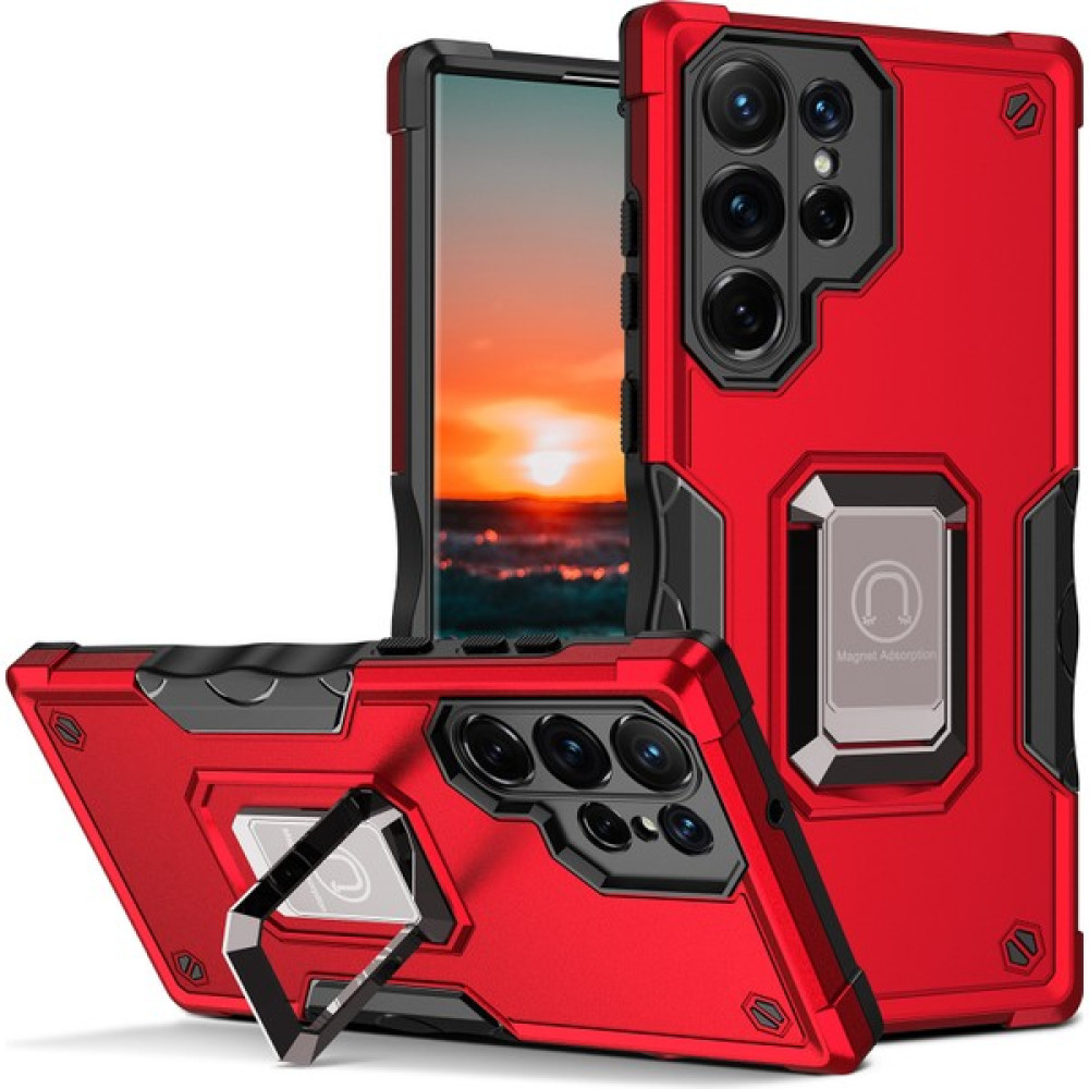 Cool-M Case Samsung Galaxy S24 Ring Tutucu Desteği Manyetik Araba Montajı ile Ultra Telefon Kılıfı (Yurt Dışından) - Kızıl - renk Cep Telefonu Kılıfı Fiyatı