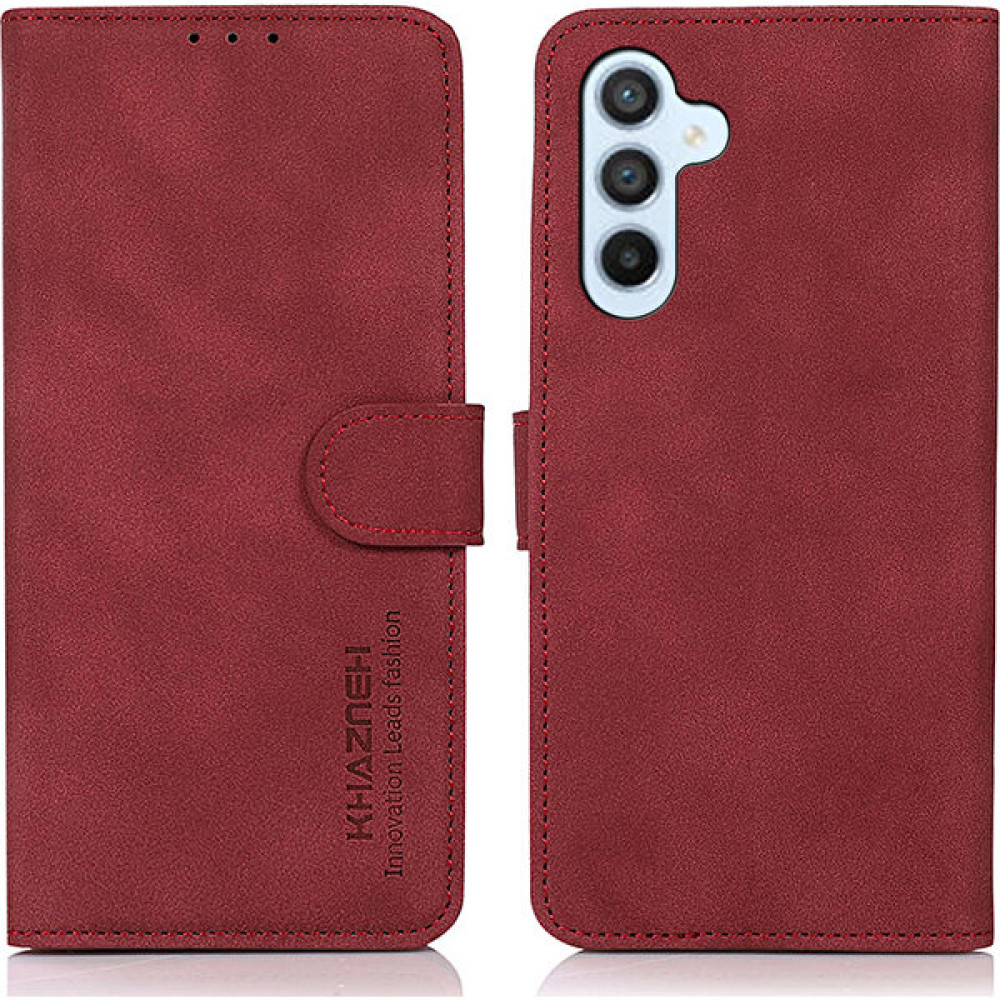 Cool-M Samsung Galaxy A15 4g Case Pu Deri Deri Cüzdan Anti-Drop Telefon Stand Kapağı (Yurt Dışından) - Kızıl Cep Telefonu Kılıfı Fiyatı