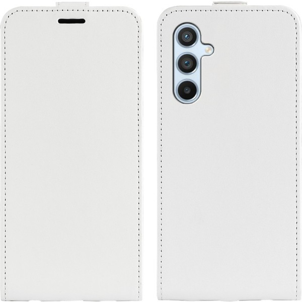 Cool-M Samsung Galaxy A54 5g Dikey Flip Çılgın At Dokusu Pu Deri Manyetik Toka Telefon Kılıf Kart Tutucu (Yurt Dışından) - Beyaz Cep Telefonu Kılıfı Fiyatı