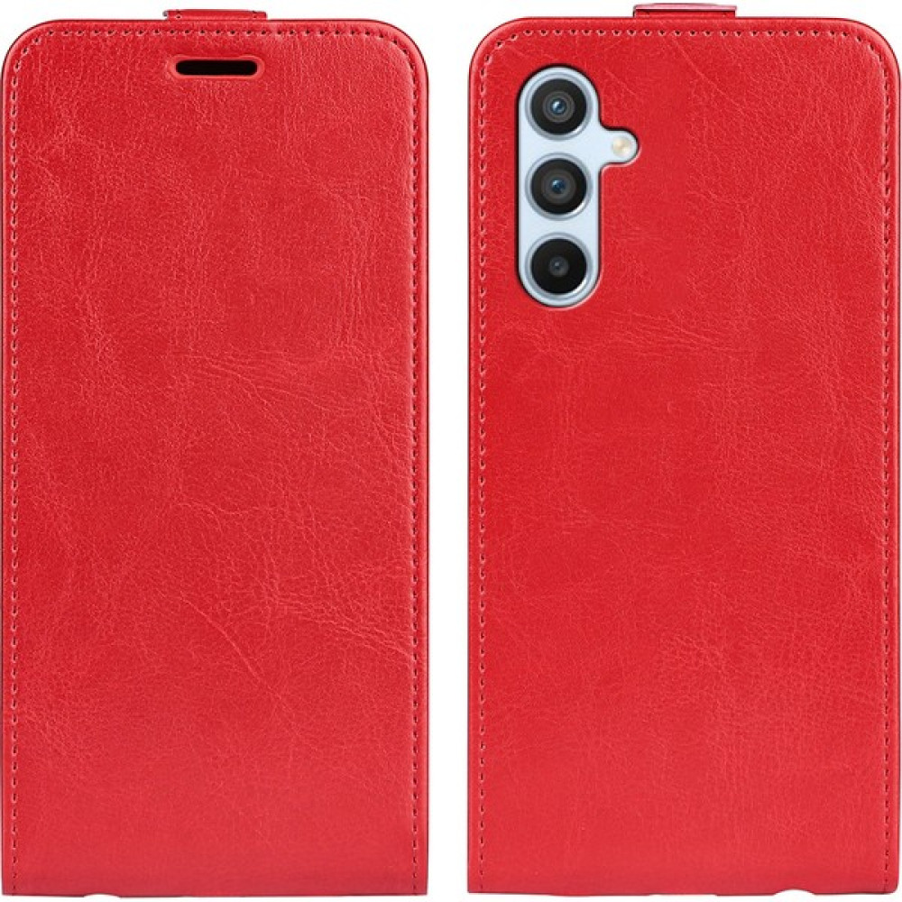 Cool-M Samsung Galaxy A54 5g Dikey Flip Çılgın At Dokusu Pu Deri Manyetik Toka Telefon Kılıf Kart Tutucu (Yurt Dışından) - Kırmızı Cep Telefonu Kılıfı Fiyatı