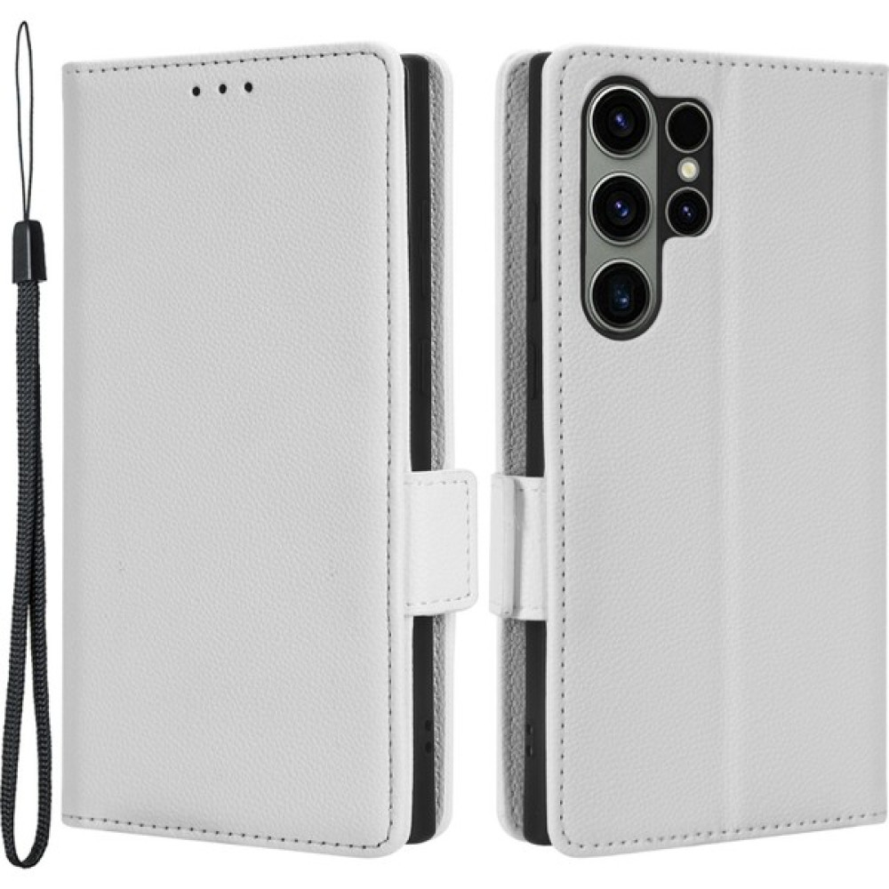 Cool-M Samsung Galaxy S23 Ultra Cep Telefon Kılıfı Stand Litchi Doku Pu Deri Çift Manyetik Toka Kapağı Için (Yurt Dışından) - Beyaz Cep Telefonu Kılıfı Fiyatı