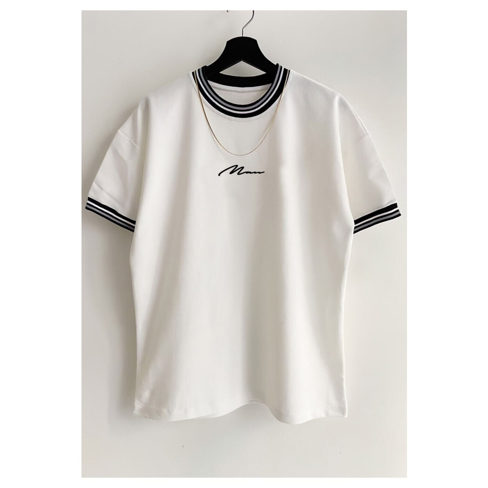 Cool mans Erkek Yeni Sezon Oversize Man El Yazılı Kalıp Yaka Detaylı Yazlık T-shirt M Beden Bayan T-shirt Fiyatı