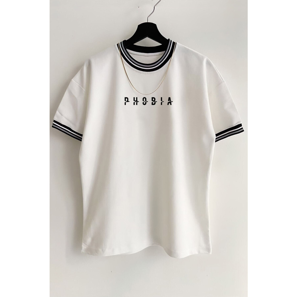 Cool mans Erkek Yeni Sezon Oversize Phobia Kalıp Yaka Detaylı Yazlık T-shirt XL Beden Bayan T-shirt Fiyatı