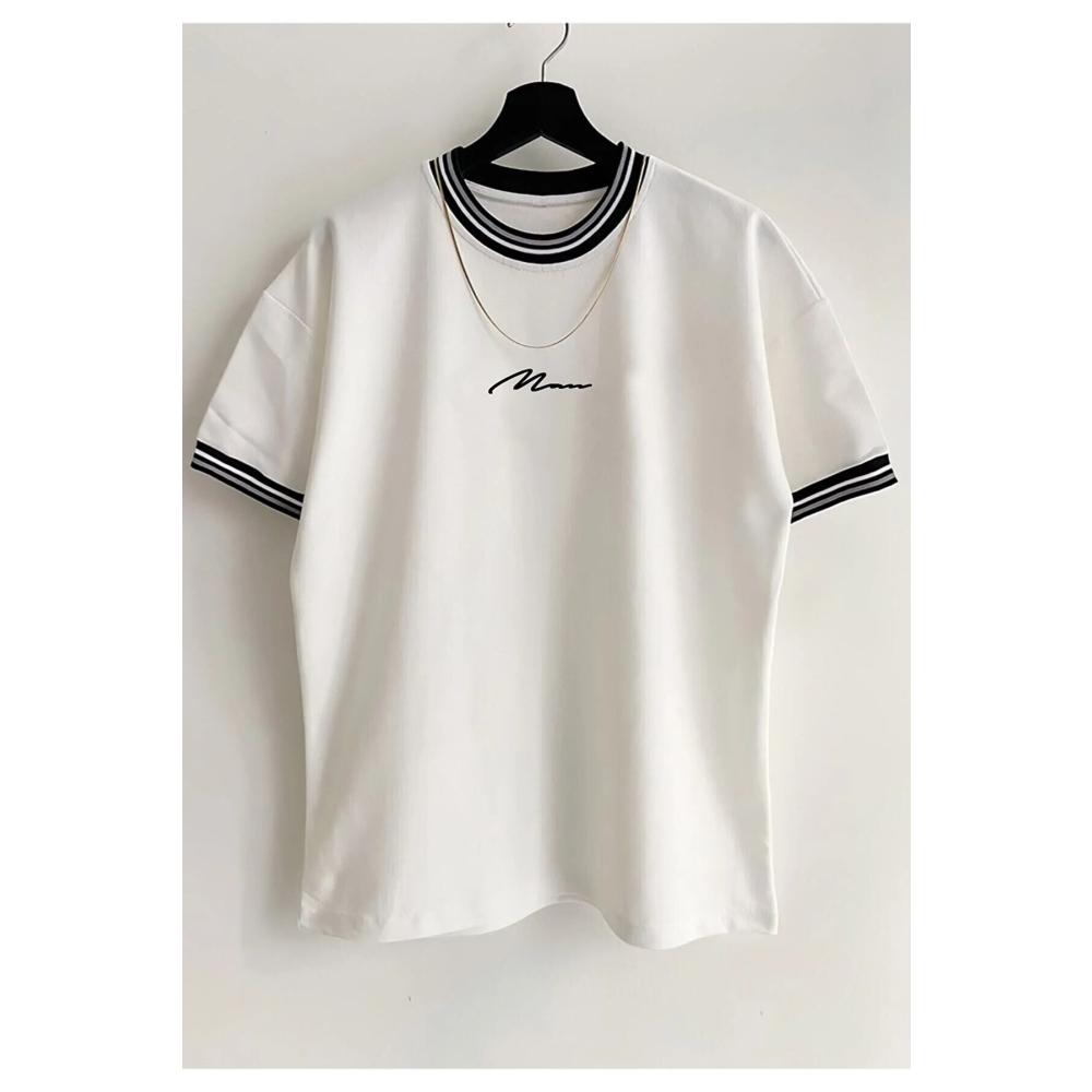 Cool mans Unisex Yeni Sezon Oversize Kalıp El Yazı Man Yaka Detaylı Yazlık T-shirt XL Beden Bayan T-shirt Fiyatı