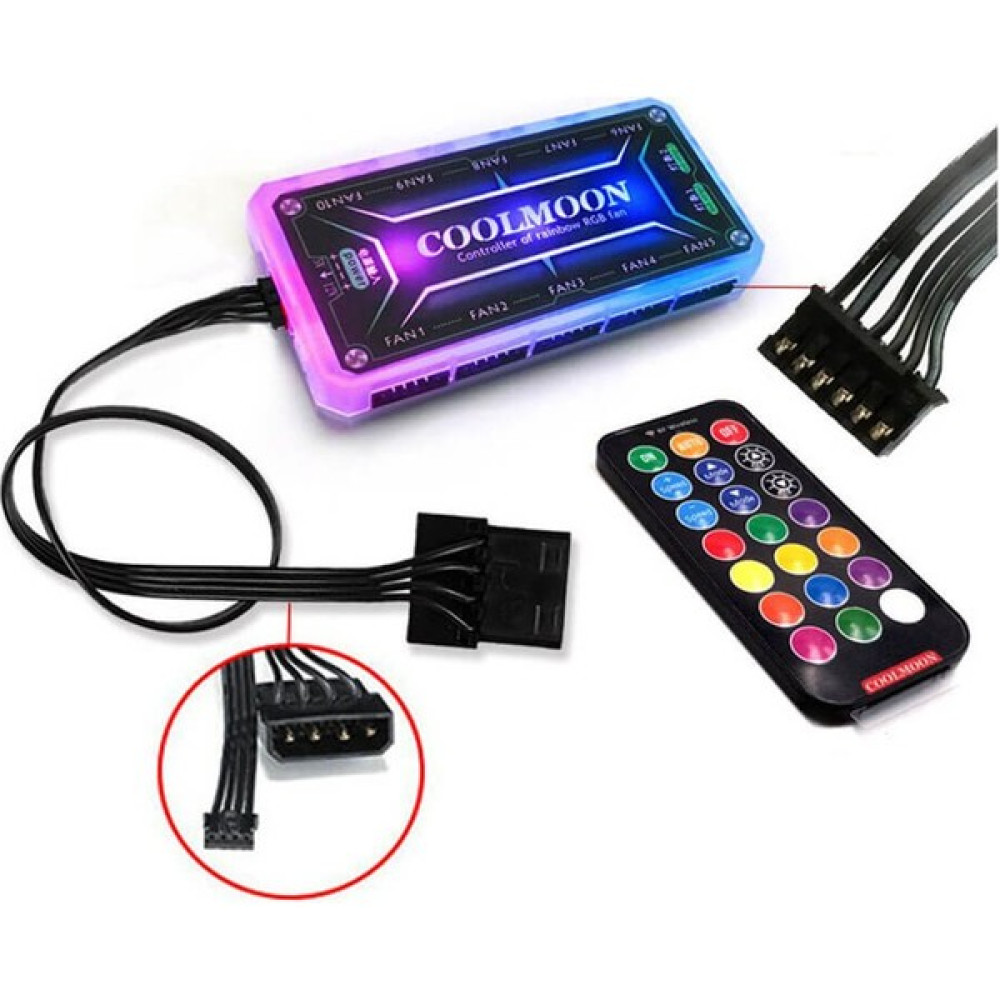 Cool Moon Coolmoon Rgb Pc Fan Denetleyici Kontrolcü 10X6PIN 2X4PIN - Siyah Soğutucular Fiyatı