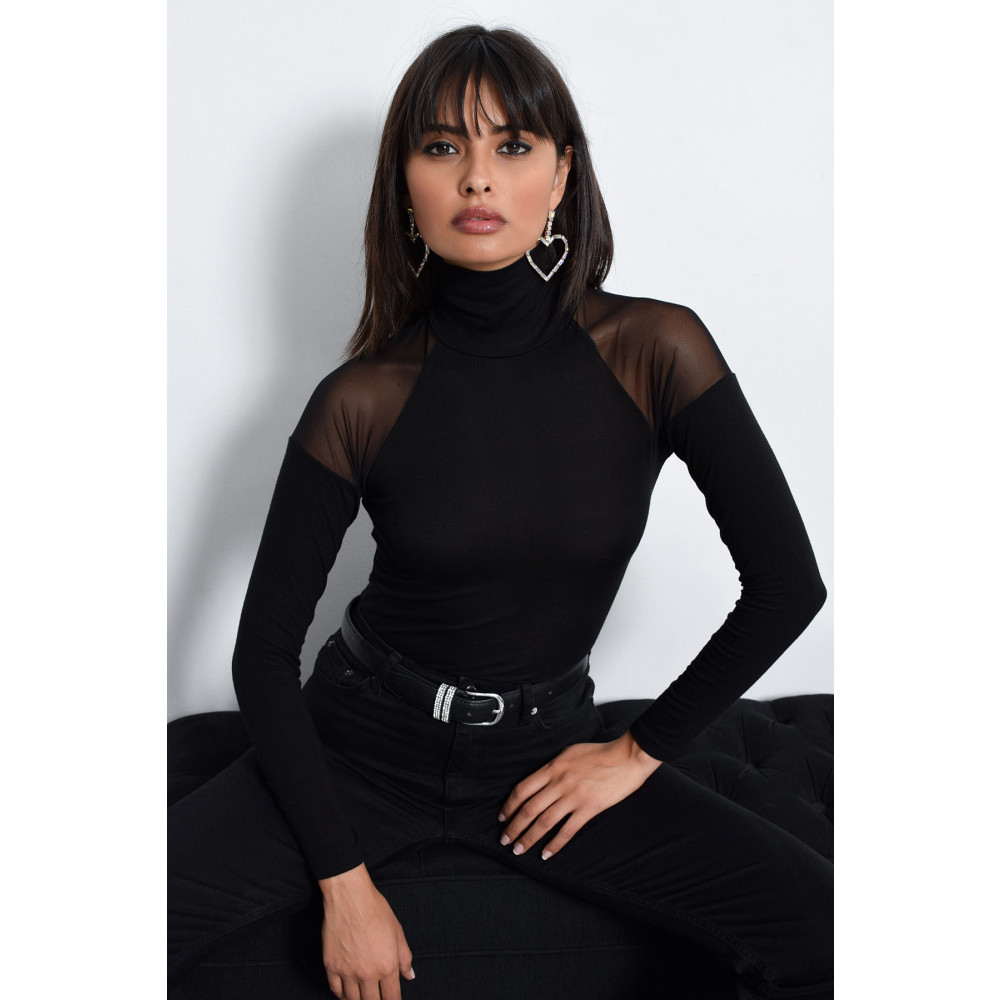 Cool & Sexy Kadın Siyah Omuzları Tül Bluz L Beden Bluz Fiyatı