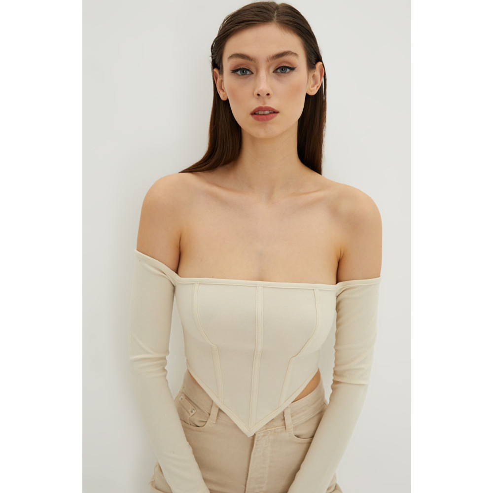 Cool & Sexy Kadın Yılbaşı Vanilya Sırt Fermuarlı Crop Bluz S Beden Bluz Fiyatı