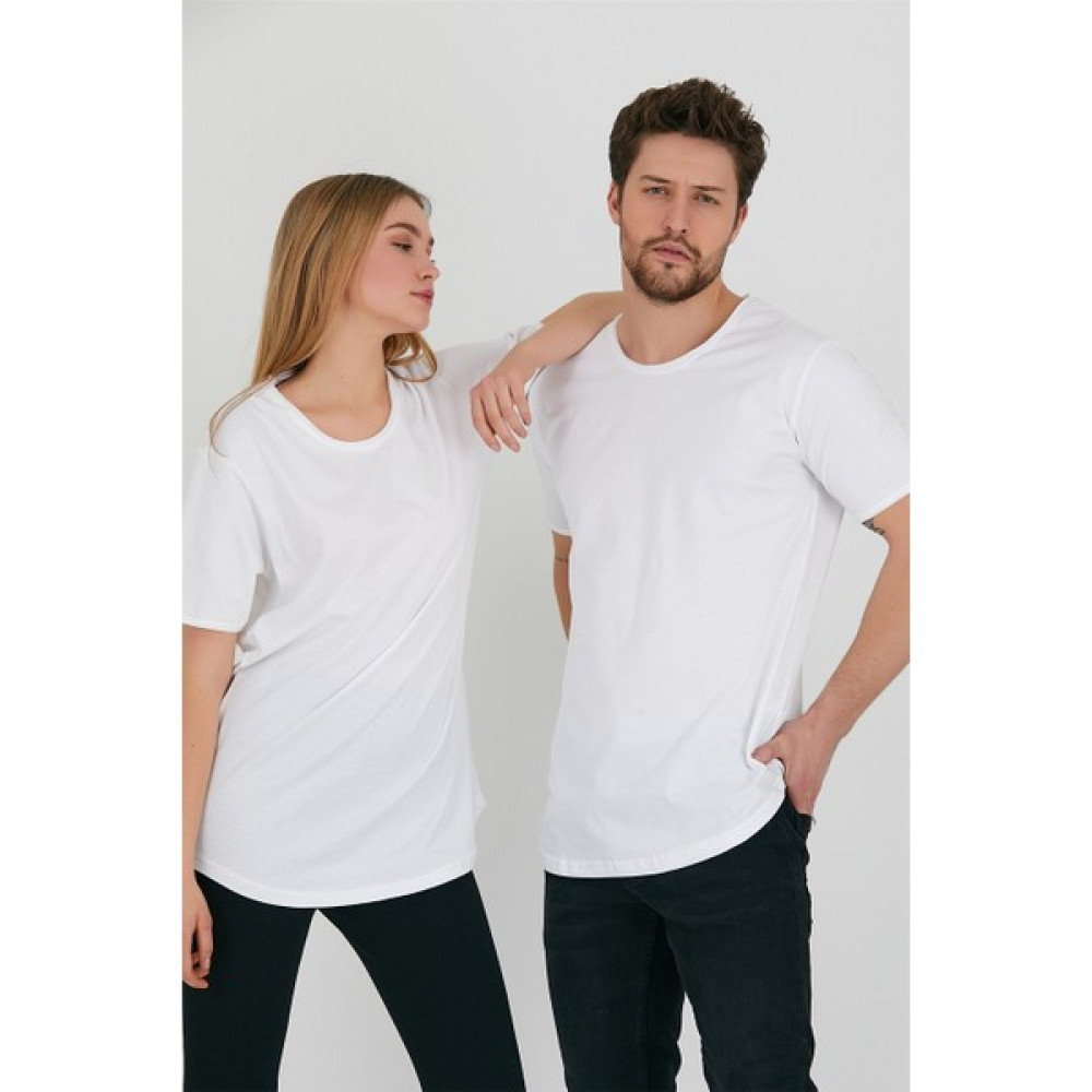 Cool Tarz Beyaz Unisex Pis Yaka Salaş T-SHIRT-TCPS001R2501S Erkek T-shirt Fiyatı