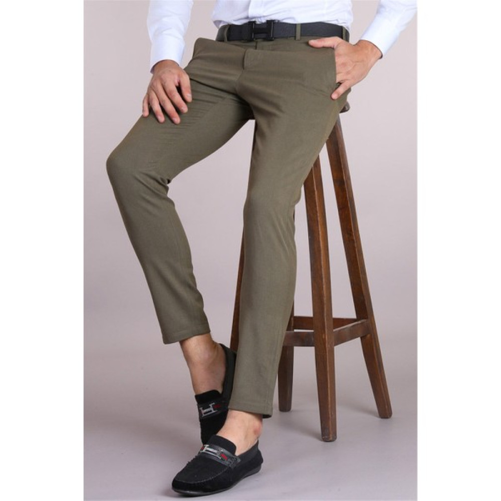 Cool Tarz Italyan Kesim Slim Fit Mevsimlik Haki Kumaş Pantolon Erkek Pantolon Fiyatı