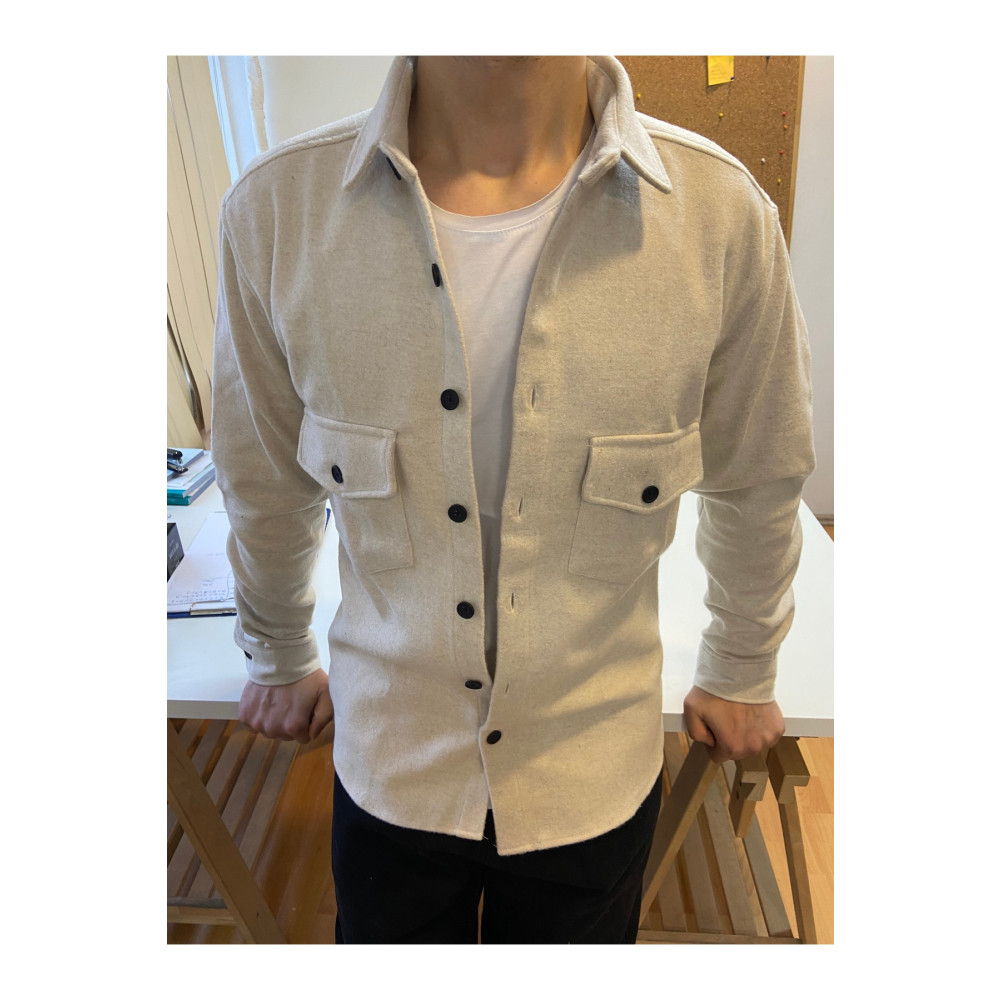 COOL TARZ Kırık Beyaz Erkek Slim Fit Düğmeli Yaka Çift Cepli Düz Oduncu Gömlek 2XL Beden Kadın Gömlek Fiyatı