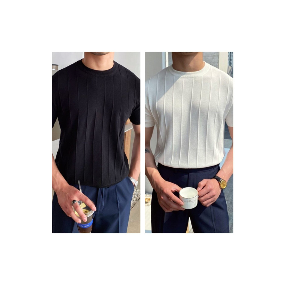 COOL TARZ Siyah-beyaz 2li Erkek Yuvarlak Yaka Örme T-shirt S Beden Bayan T-shirt Fiyatı