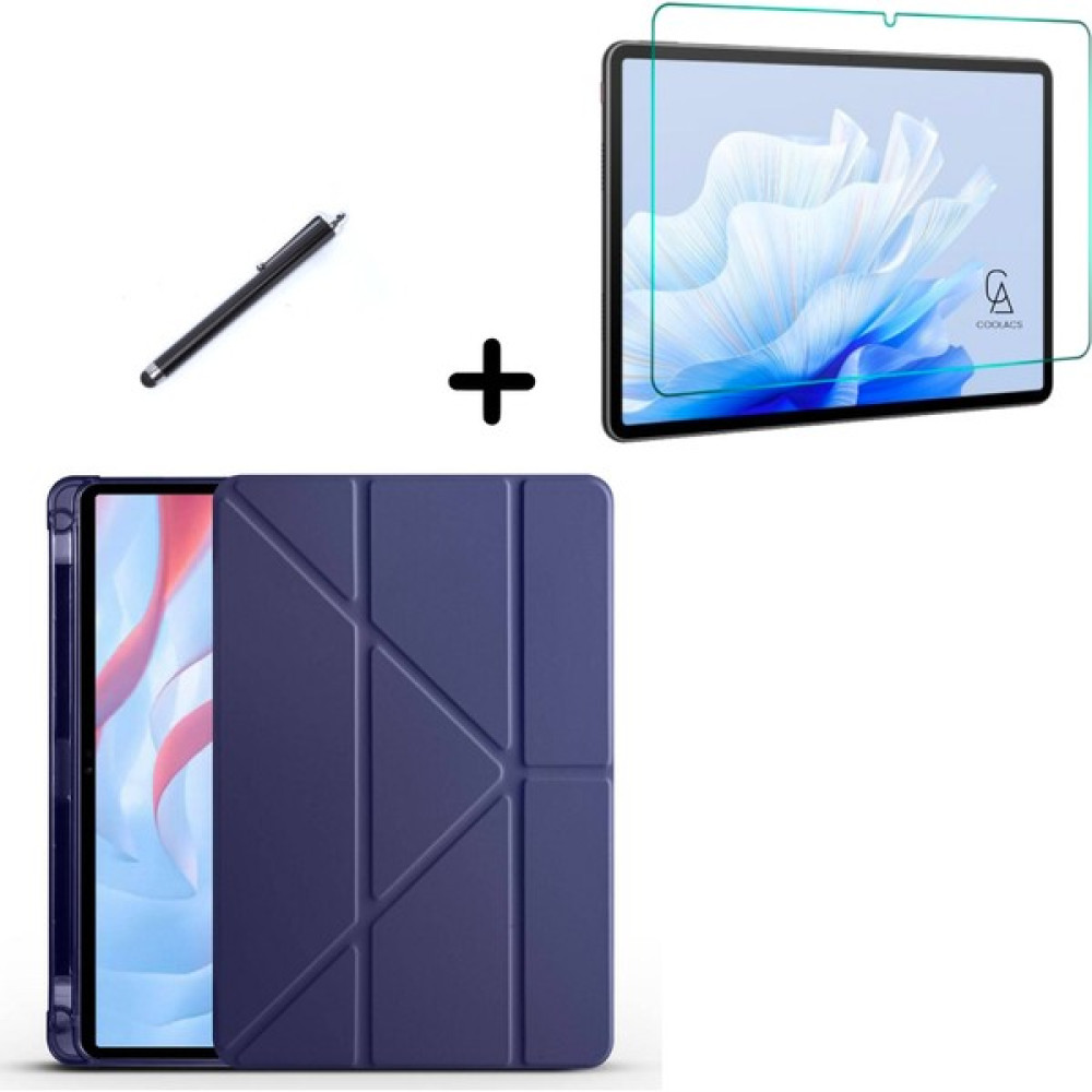 Coolacs Honor Pad X9 Uyumlu Tri Fold Kalemlikli Tablet Kılıfı Ekran Koruyucu Kalem Seti - Lacivert Tablet Kılıfı Fiyatı